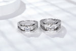 S925 Sterling Silver 1&2ct Moissanite Ring, D-VVS1 Geometric Double-Band Design, Platinum Plated, US Sizes 5-9, GRA Certificate Gift Box