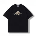 Plus-size Cotton Zip-up Dog-print Casual Summer Couple T-shirts