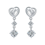 S925 Sterling Silver Abstract Heart Drop Earrings, 1ct D-VVS1 Moissanite, Platinum Plated 3.7g Women's Jewelry Gift Box