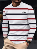 Men's Casual Crew-Neck Printed Long-Sleeve T-Shirt