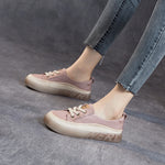 First Layer Cowhide Shallow Mouth Pumps Female Genuine Leather Casual Board Shoes Rubber Platform Shoes