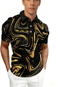 Mens 3D Digital-Print Sporty-Casual Geometric Short-Sleeve Shirt