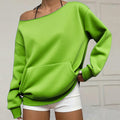 Fashionable Pullover Crew-Neck Off-Shoulder Sweatshirt For Women