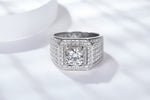 S925 Sterling Silver Wide Band Moissanite Ring, 1&2&3&5ct D-VVS1 Octagon Pave Setting, US Sizes 5-9, GRA Certified Jewelry Gift Box