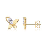 S925 Sterling Silver Gold Plated Abstract Butterfly Stud Earrings, 0.6ct D-VVS1 Moissanite, 1.7g Women's Jewelry Gift Box