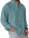 Mens Washed-cotton Long-sleeve Button-down Shirt