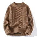 Round-neck High-neck Fleece-lined Solid-color Sweater