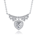 S925 Sterling Silver Heart Moissanite Necklace, 1ct D-VVS1 Pendant With Pave Bar, Platinum Plated 40&45cm Chain, 4.2g GRA Certificate Gift Box