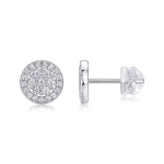 S925 Sterling Silver Round Halo Stud Earrings, D-VVS1 Moissanite Pave Cluster, Platinum Plated 1.4g Women's Jewelry Gift Box