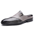 Mens Pointed-toe Leather Half-slippers Without A Heel For Outdoor Wear