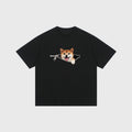 Plus-size Cotton Zip-up Dog-print Casual Summer Couple T-shirts