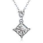 S925 Sterling Silver Princess & Pear Cut Two-Stone Necklace, 1ct D-VVS1 Moissanite Pendant, Platinum Plated 40&45cm Chain, GRA Certified Women's Jewelry Gift Box