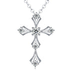 S925 Sterling Silver Moissanite Cross Necklace, 3.5mm D-VVS1 Pendant, Platinum Plated 40&45cm Chain, 1.7g GRA Certificate Gift Box