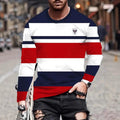 Men's Casual Crew-Neck Printed Long-Sleeve T-Shirt