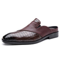 Mens Pointed-toe Leather Half-slippers Without A Heel For Outdoor Wear