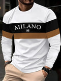 Men's Casual Crew-Neck Printed Long-Sleeve T-Shirt