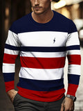 Men's Casual Crew-Neck Printed Long-Sleeve T-Shirt