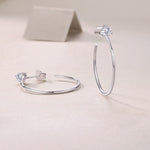 S925 Sterling Silver Long Hoop Earrings, 0.6ct D-VVS1 Moissanite, Platinum Plated 2.6g Women's Minimalist Jewelry Gift Box