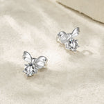S925 Sterling Silver Bow Stud Earrings, 1ct D-VVS1 Moissanite, Platinum Plated 3.1g Women's Jewelry With GRA Certificate Gift Box