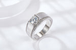 S925 Sterling Silver Wide Band Moissanite Ring, 1&2ct D-VVS1 Bezel Set With Pave Edges, US Sizes 5-9, GRA Certificate Gift Box