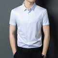 Men's Solid Color Button Short-sleeved Shirt Top