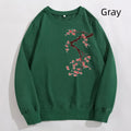 Colorful Cherry Blossom Long-Sleeve Loose Casual Top
