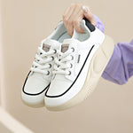 White Shoes Women's Leather Student Board Breathable Casual Shoes