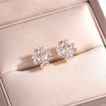 S925 Sterling Silver Heart Clover Stud Earrings, 4x4mm D-VVS1 Moissanite, Platinum Plated 2.5g Women's Jewelry Gift Box