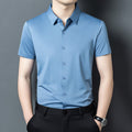 Men's Solid Color Button Short-sleeved Shirt Top
