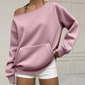 Fashionable Pullover Crew-Neck Off-Shoulder Sweatshirt For Women