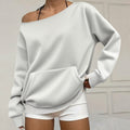 Fashionable Pullover Crew-Neck Off-Shoulder Sweatshirt For Women