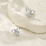 S925 Sterling Silver Bow Stud Earrings, 1ct D-VVS1 Moissanite, Platinum Plated 3.1g Women's Jewelry With GRA Certificate Gift Box