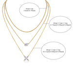 S925 Silver Gold Plated Layered Necklace, 7x11mm Pear D-VVS1 Moissanite, 10.8g Triple Chain Fine Jewelry With GRA Certificate Gift Box