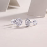 S925 Sterling Silver Round Halo Stud Earrings, D-VVS1 Moissanite Pave Cluster, Platinum Plated 1.4g Women's Jewelry Gift Box