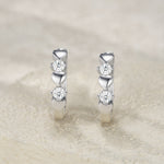 S925 Sterling Silver Heart Huggie Earrings, 0.1ct D-VVS1 Moissanite, Platinum Plated 5.6g Romantic Women's Jewelry Gift Box