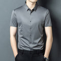 Men's Solid Color Button Short-sleeved Shirt Top