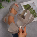 Platform Flat Peep-toe Elastic Strap Large-size Sandals For Women