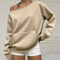 Fashionable Pullover Crew-Neck Off-Shoulder Sweatshirt For Women