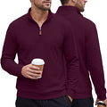 Mens Half-Zip Stand-Neck Long-Sleeve Top Plus-Size Casual Sweatshirt
