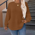 E005 Waffle-knit Crewneck Sweatshirt For Women