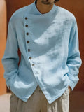 Mens Retro Loose-Fit Crew-Neck Shirt
