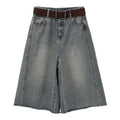 Retro Distressed Raw-edge Wide-leg Jeans