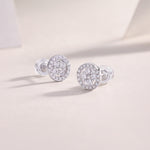 S925 Sterling Silver Round Halo Stud Earrings, D-VVS1 Moissanite Cluster, Platinum Plated 1.4g Women's Jewelry Gift Box