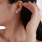 S925 Sterling Silver Floral Cluster Stud Earrings, 3mm D-VVS1 Moissanite Pave, Platinum Plated 2.5g Women's Jewelry Gift Box Set