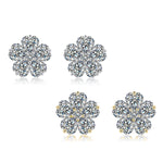 S925 Sterling Silver Heart Flower Stud Earrings, 5x5mm D-VVS1 Moissanite Cluster, Platinum Plated 3.4g Women's Jewelry Gift Box